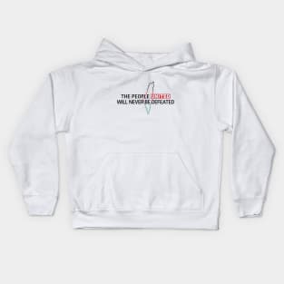 Free Palestine The People United Will Never Be Defeated -blk Kids Hoodie